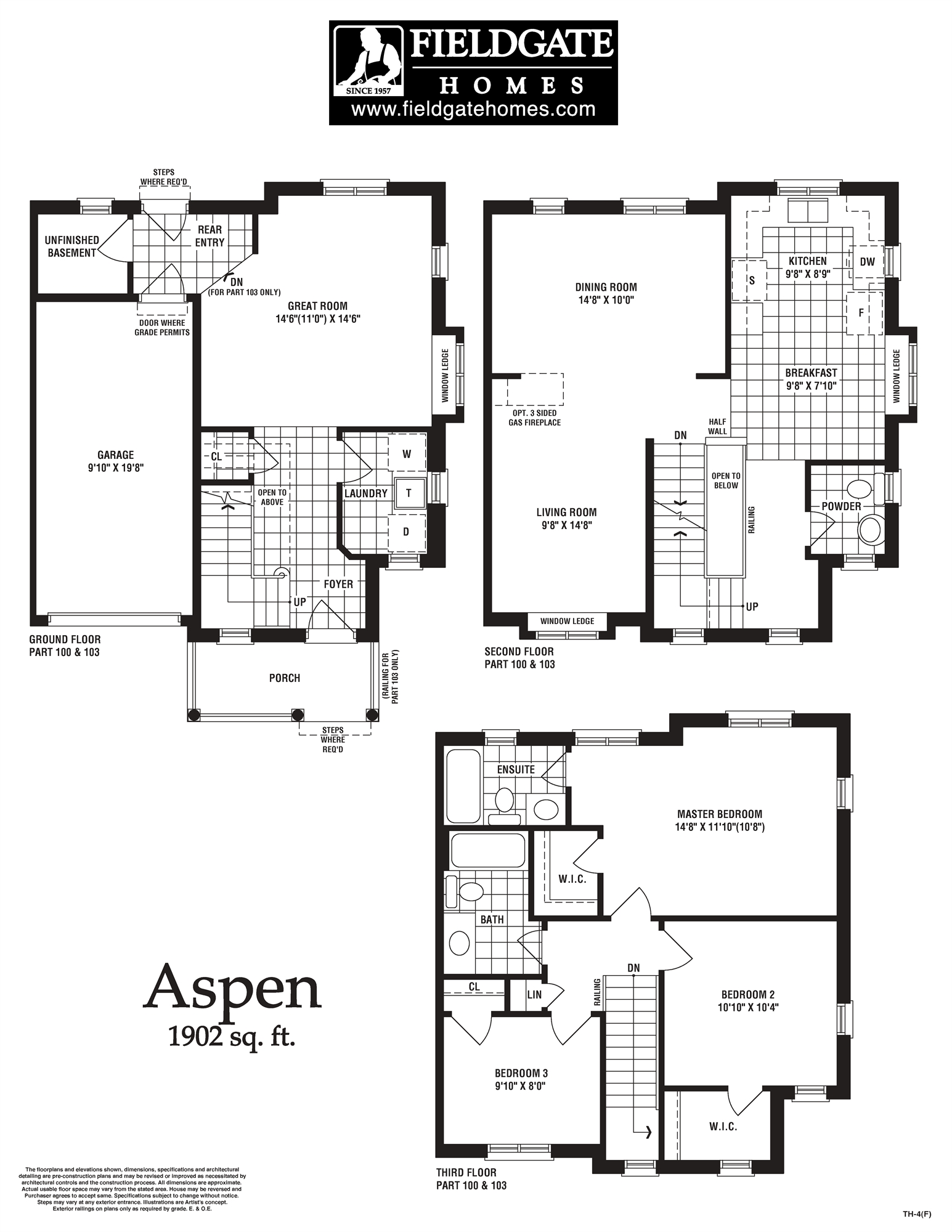 Bond Lake Village by Fieldgate Homes The Aspen Floor Plan, Richmond