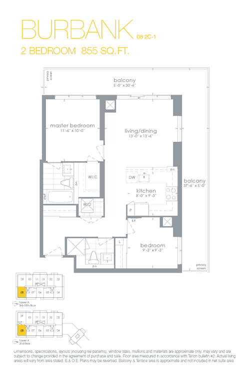 Downtown Erin Mills Condominiums Burbank Floor Plan, Mississauga ON