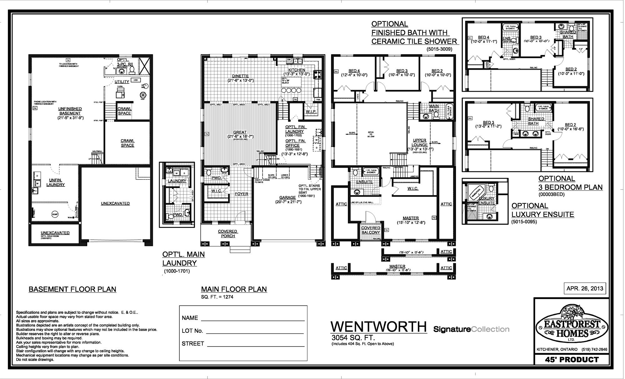 Baden Country Estates by Eastforest Homes The Wentworth Floor Plan