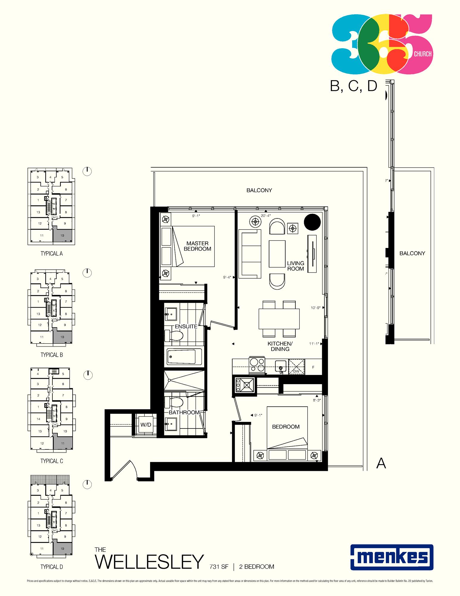 The Wellesley floor plan at 365 Church Condos in Toronto, ON