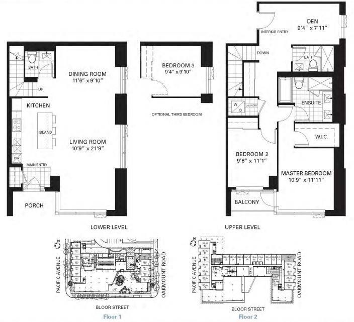 The Worthington floor plan at HighPark Condominiums in Toronto, ON
