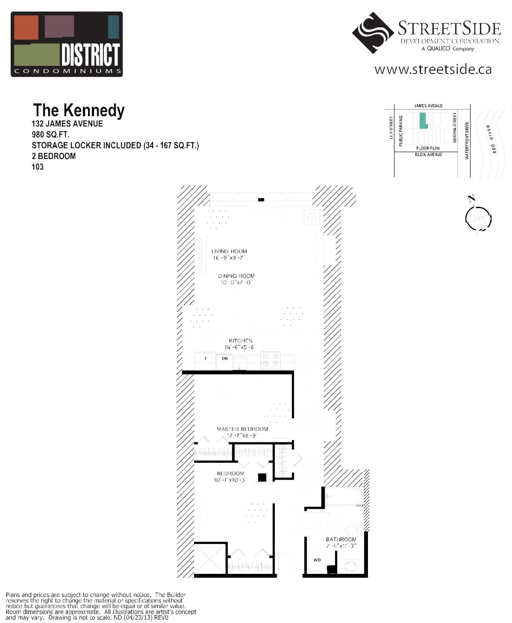Kennedy floor plan at District Condominiums in Winnipeg, MB