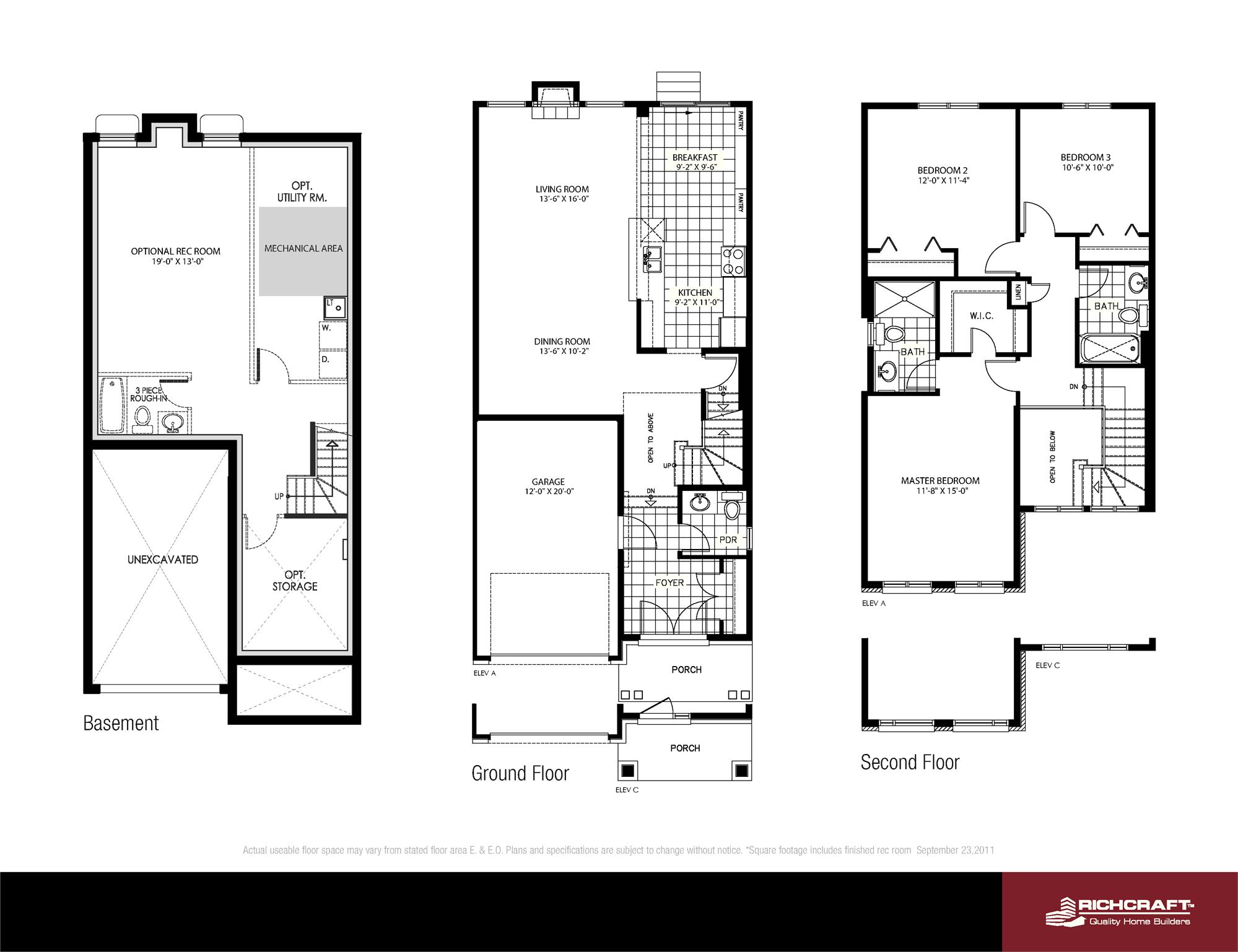 The Landing at Riverside South The Clearwater Floor Plan, Ottawa ON