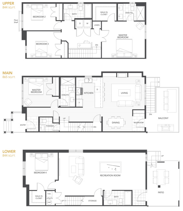 Parkside Inside (Master on Main) floor plan at The Hamptons in Surrey, BC
