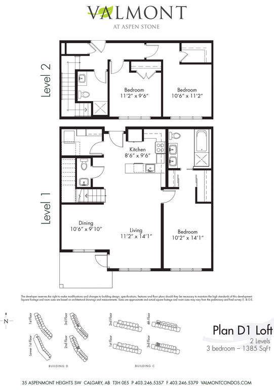 Valmont at Aspen Stone Building C&D D1 Loft Floor Plans and Pricing