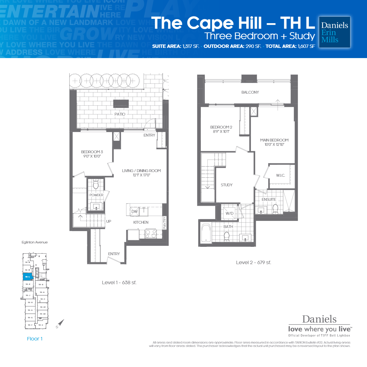 Daniels Erin Mills West Tower The Cape Hill Floor Plan, Mississauga