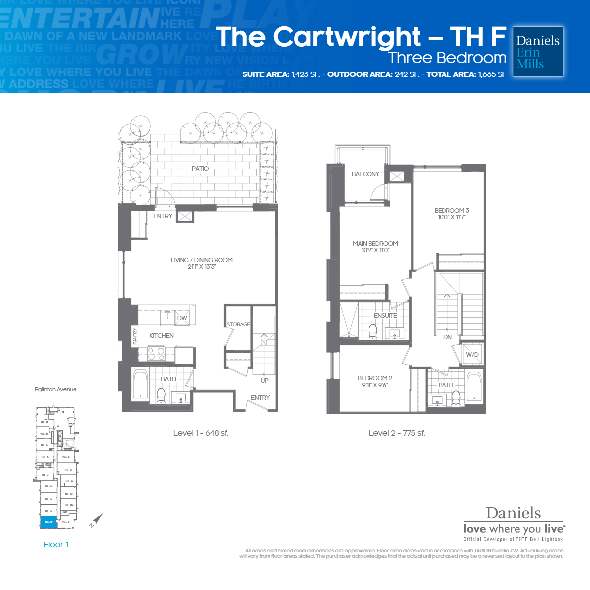 Daniels Erin Mills West Tower The Cartwright Floor Plan, Mississauga