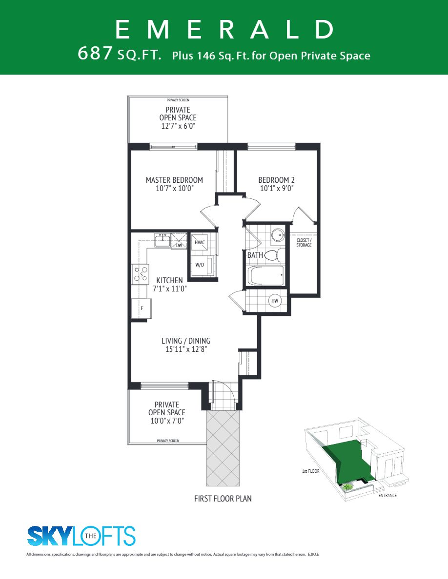 The SkyLofts - Emerald Floor Plan, Toronto ON | Livabl