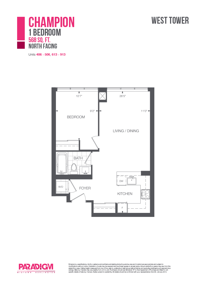 Paradigm Condos Champion Floor Plan, Burlington ON Livabl