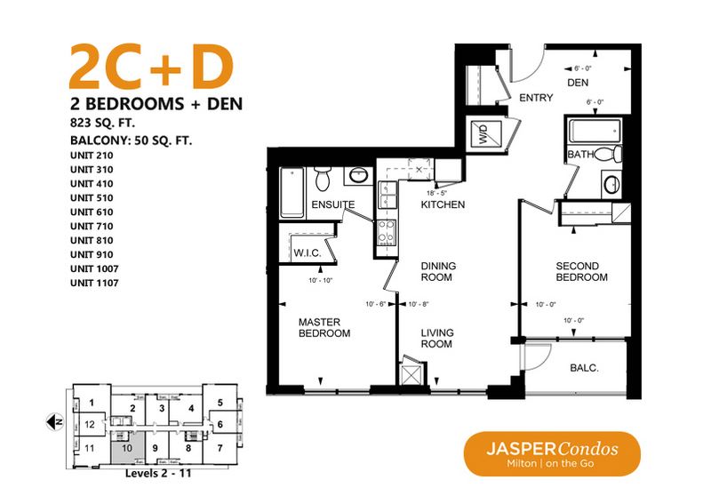 Jasper Condos 2C+D Floor Plan, Milton ON Livabl
