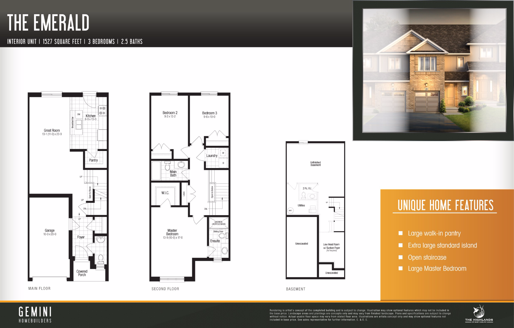 The Emerald floor plan at The Highlands East Guelph in Guelph, ON