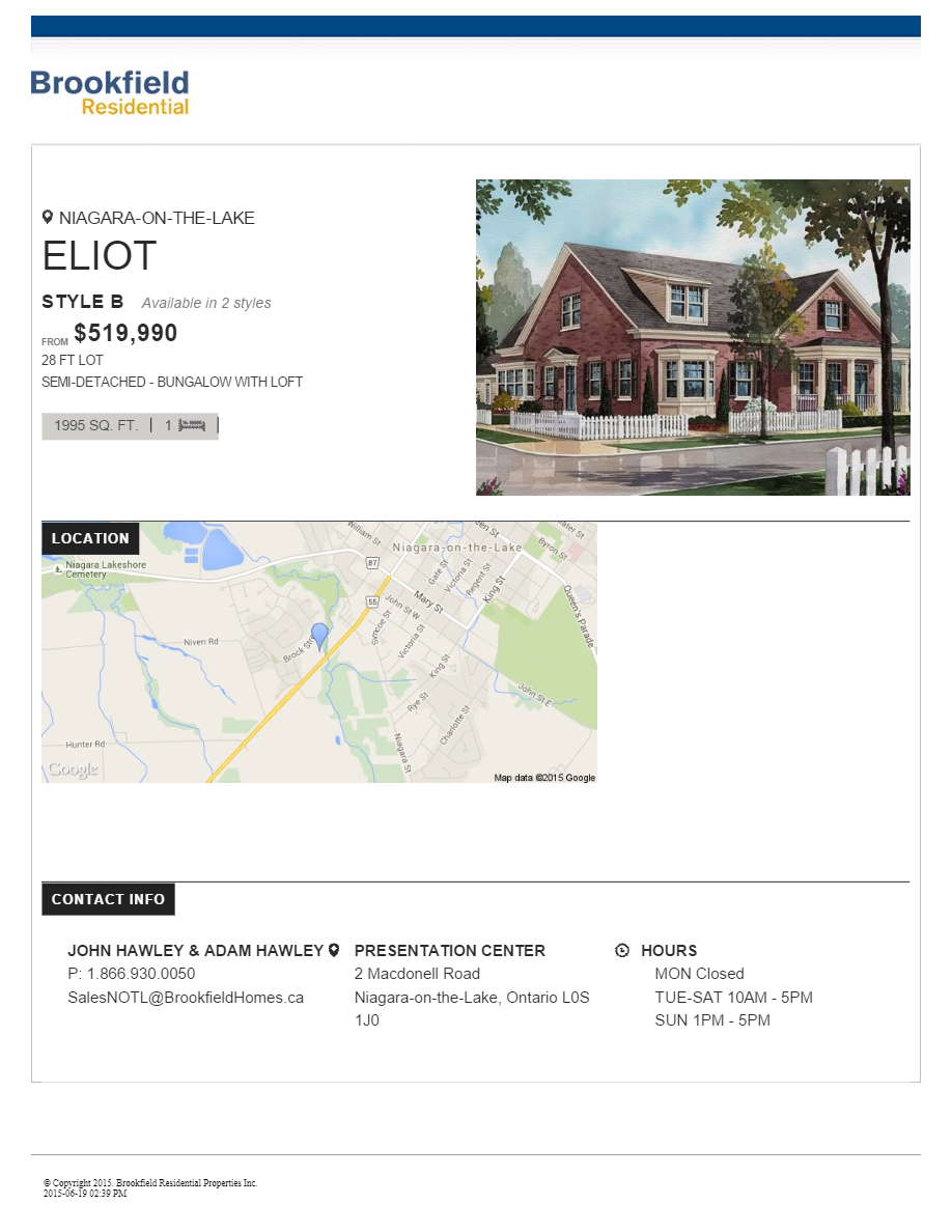 The Village by Brookfield Homes Eliot B Floor Plan, Niagaraonthe