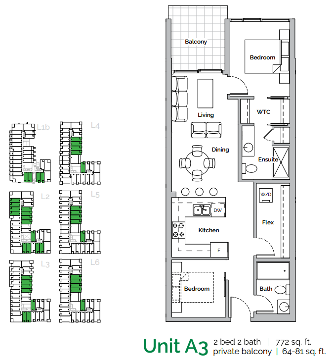 Radius Bridgeland - A3 Floor Plan, Calgary AB | Livabl