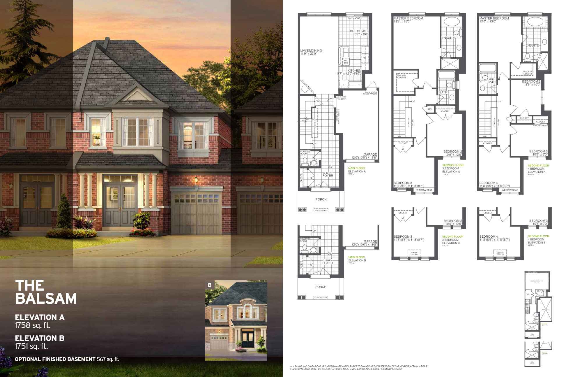 The Preserve by Remington Homes The Balsam Floor Plan, Oakville ON