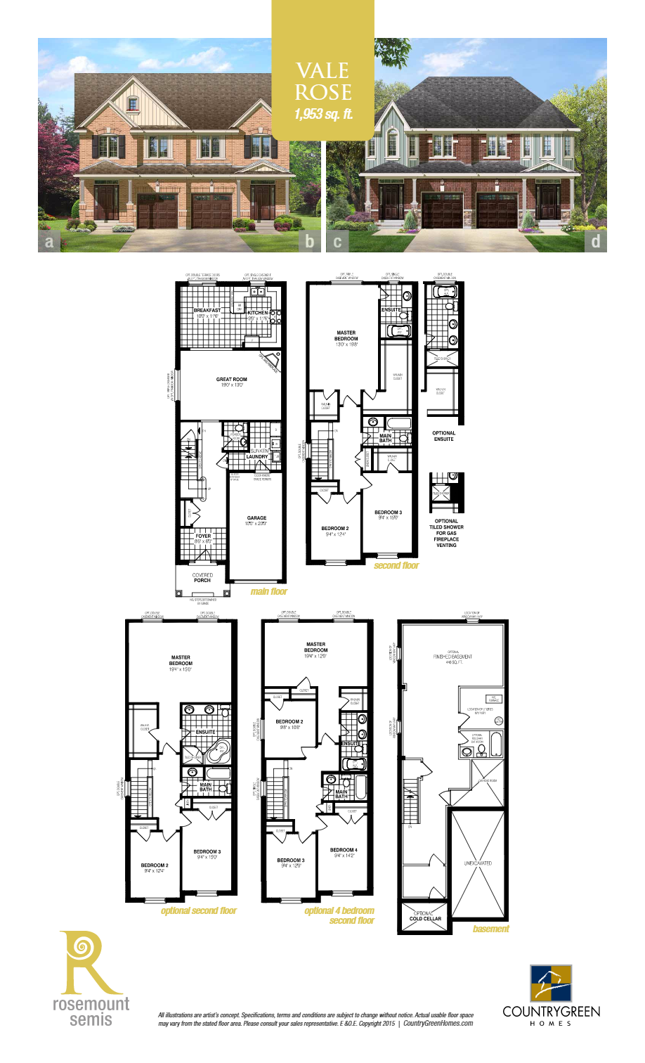 Rosemount Semis Vale Rose A/B Floor Plan, Kitchener ON Livabl