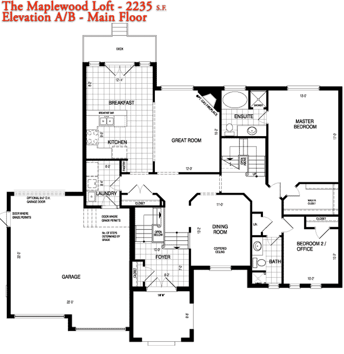The Maplewood floor plan at Maplewood Estates in Coldwater, ON