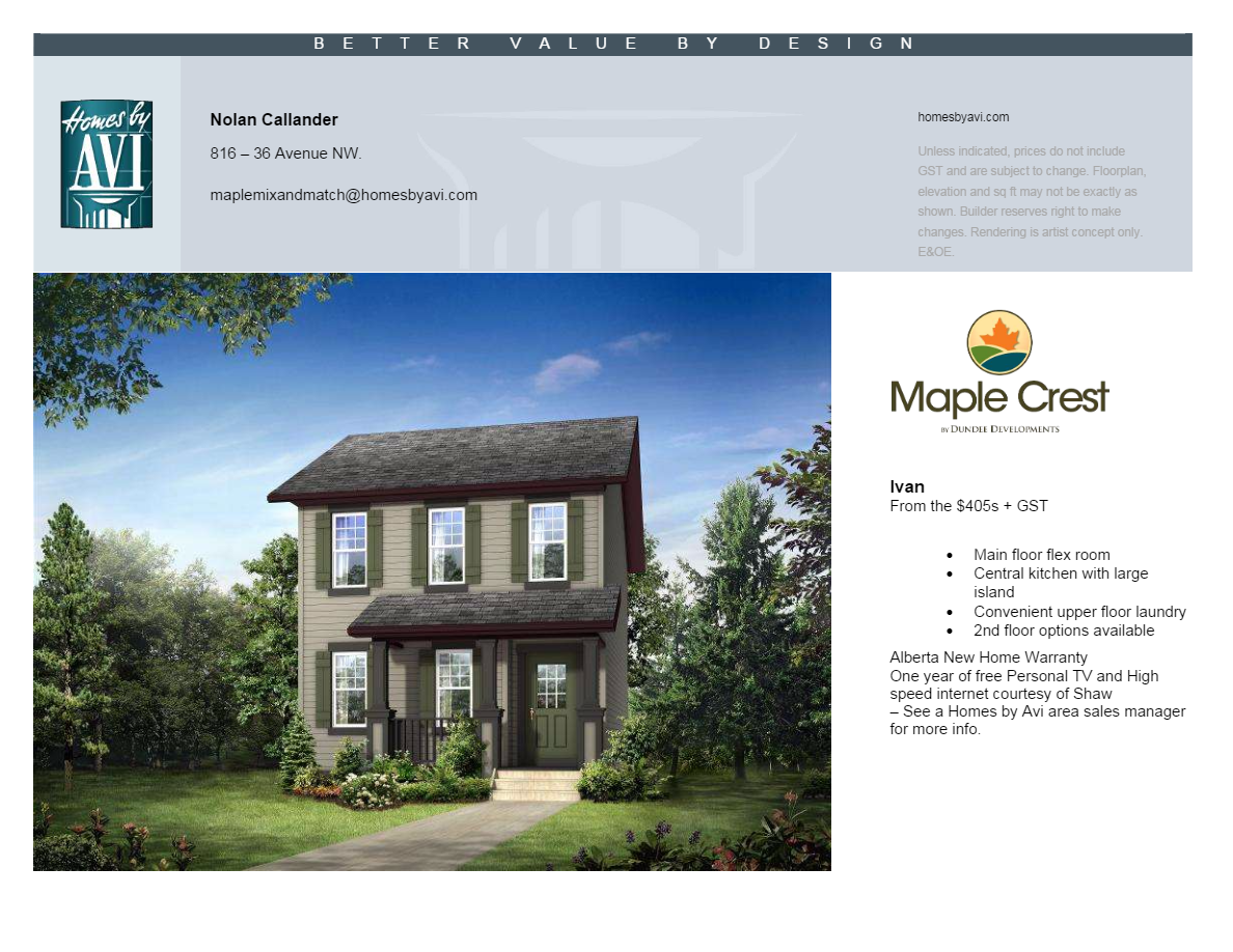 Maple Crest Ivan Floor Plan, Edmonton AB Livabl