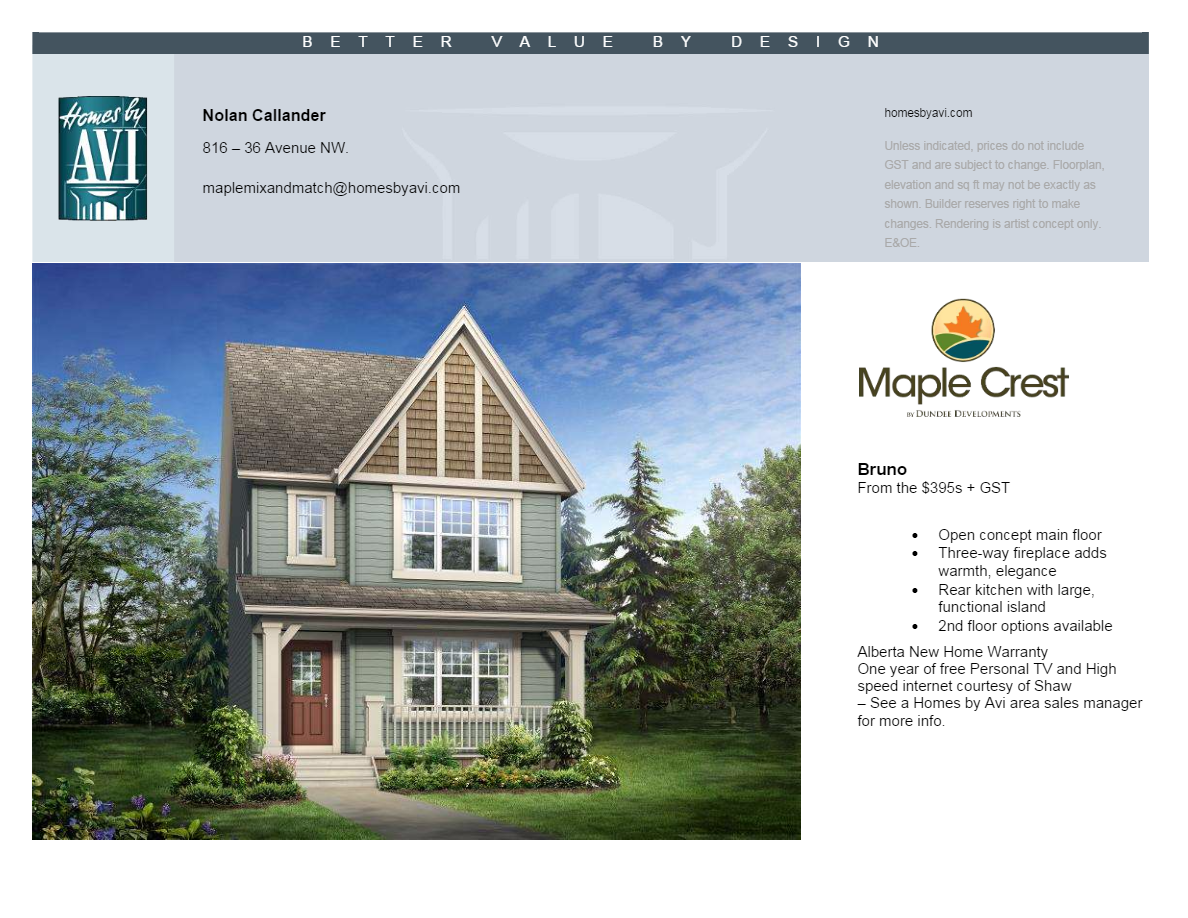 Maple Crest Bruno Floor Plan, Edmonton AB Livabl