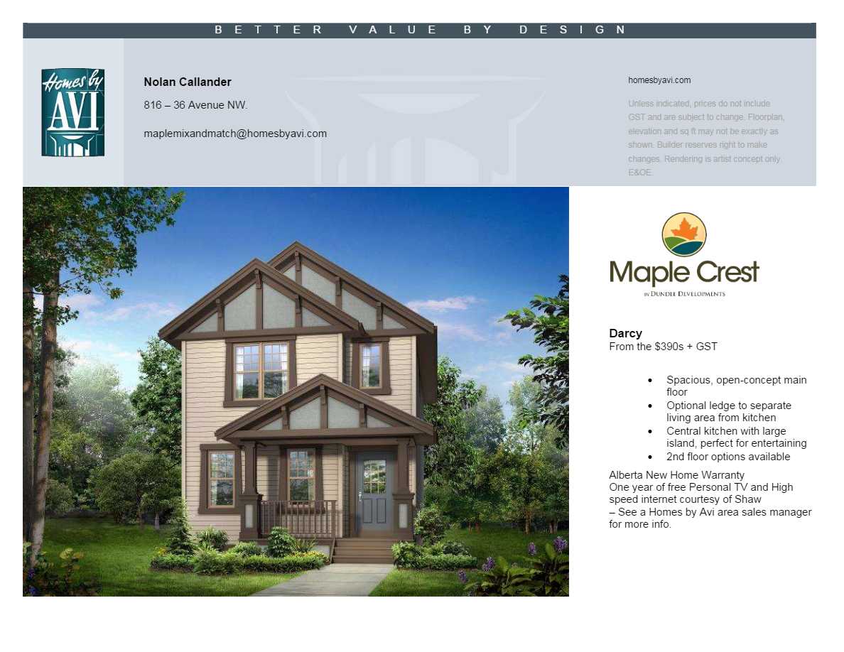 Maple Crest Darcy Floor Plan, Edmonton AB Livabl