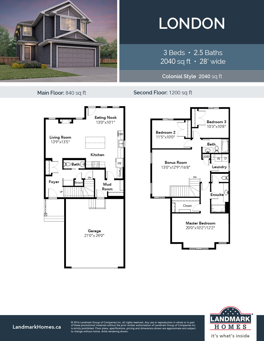 Summerside London Floor Plan, Edmonton AB Livabl