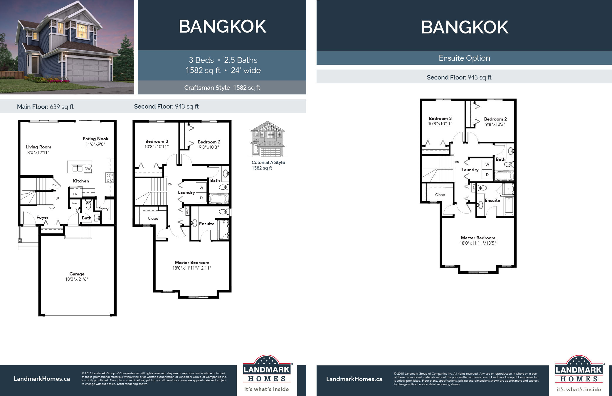 Bangkok floor plan at Summerside in Edmonton, AB