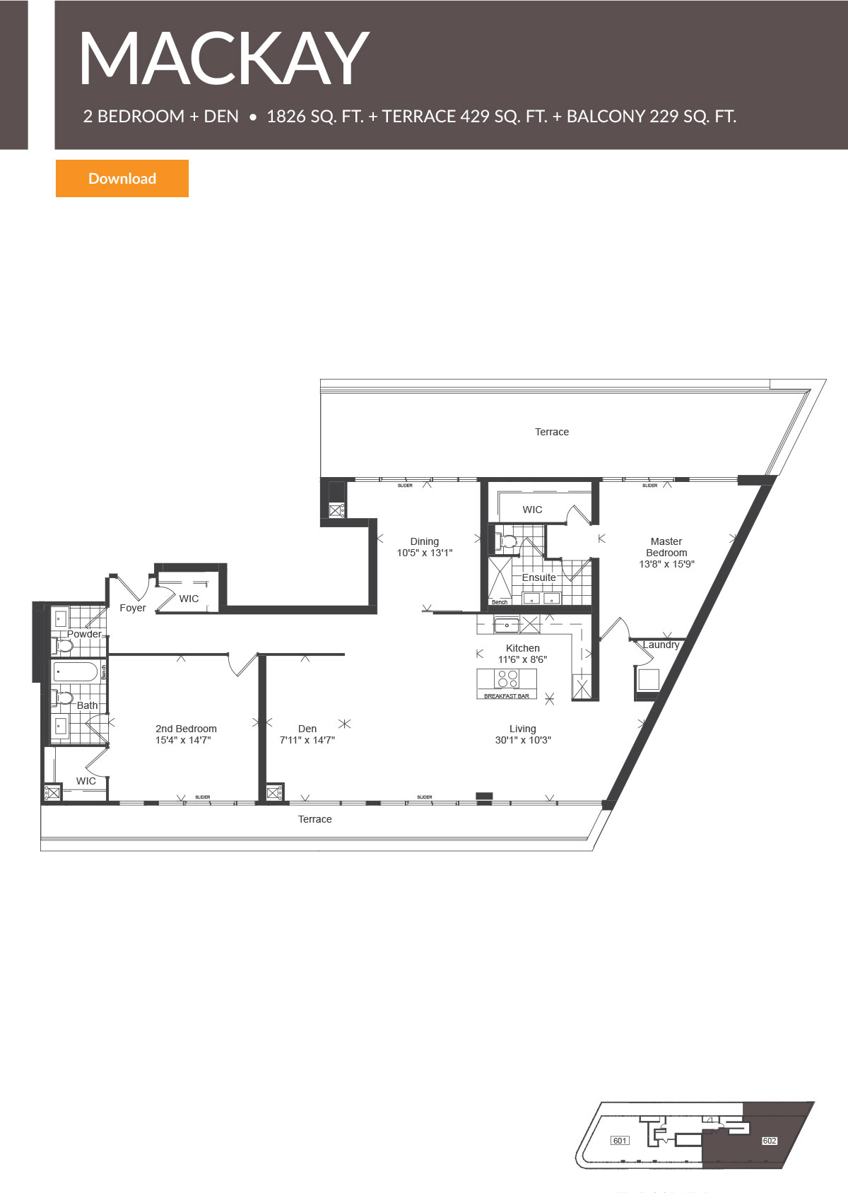 The Mackay floor plan at Upper Beach Club in Toronto, ON