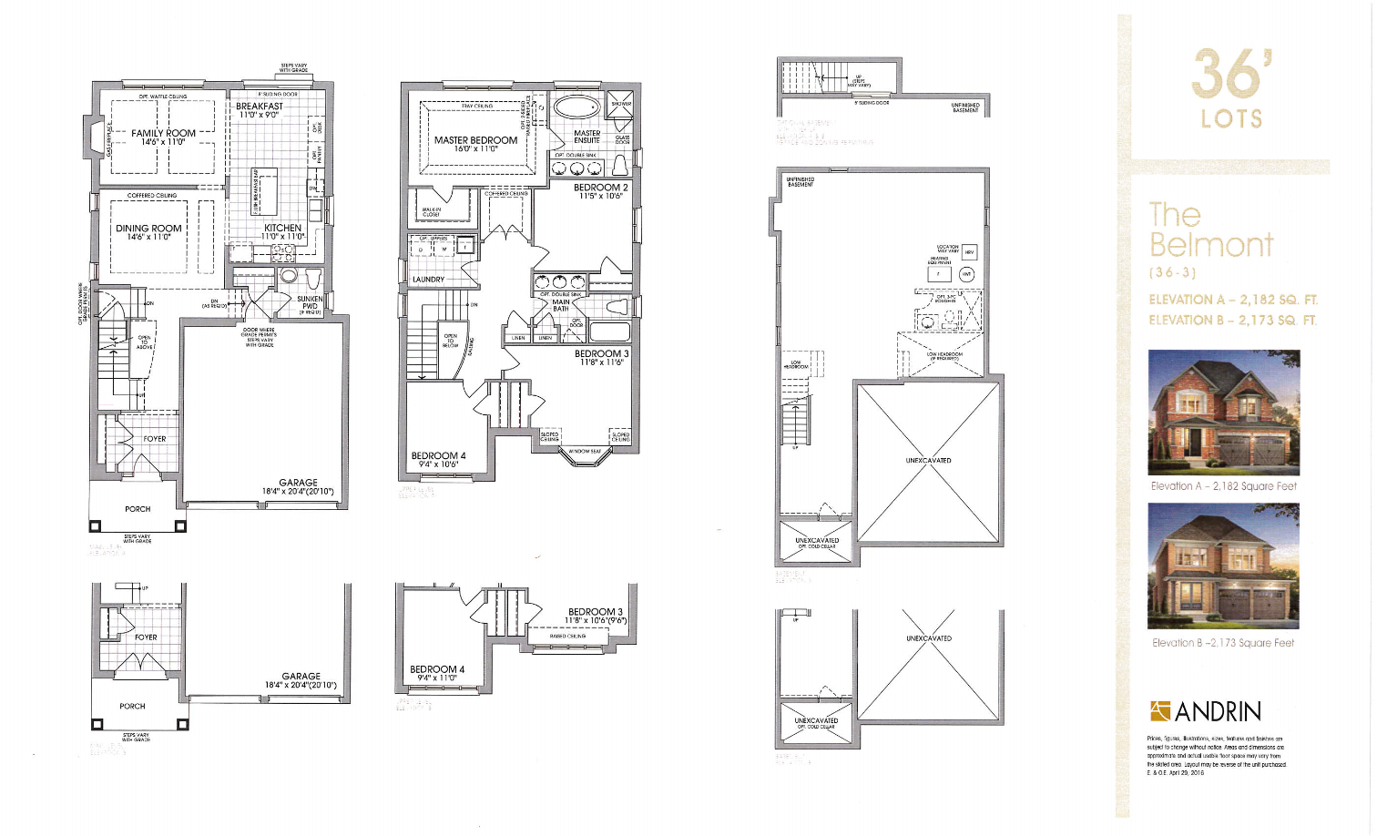The Belmont floor plan at Country Lane in Whitby, ON