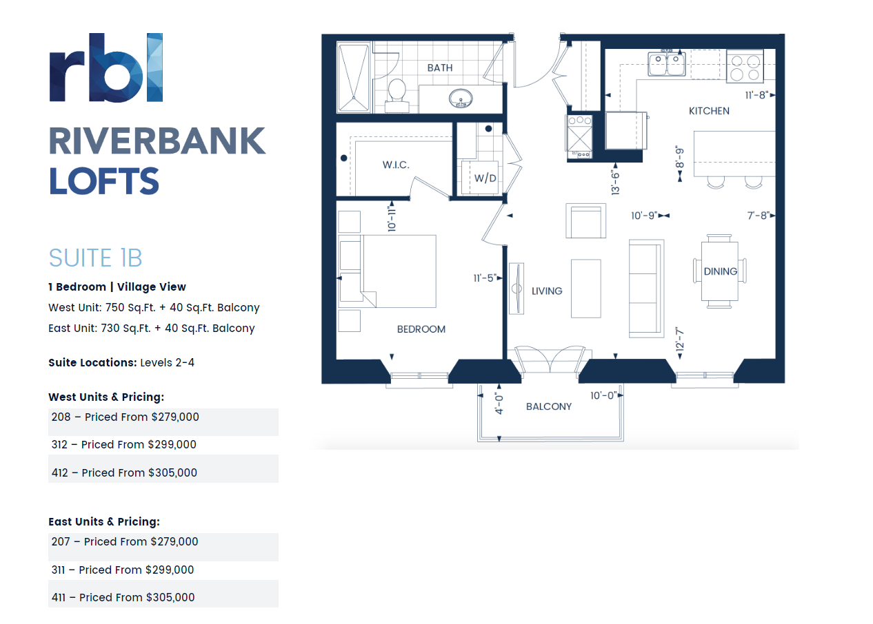 Riverbank Lofts 1B Floor Plan, Cambridge ON Livabl