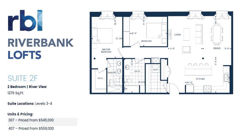Riverbank Lofts | 2F | Floor Plans and Pricing