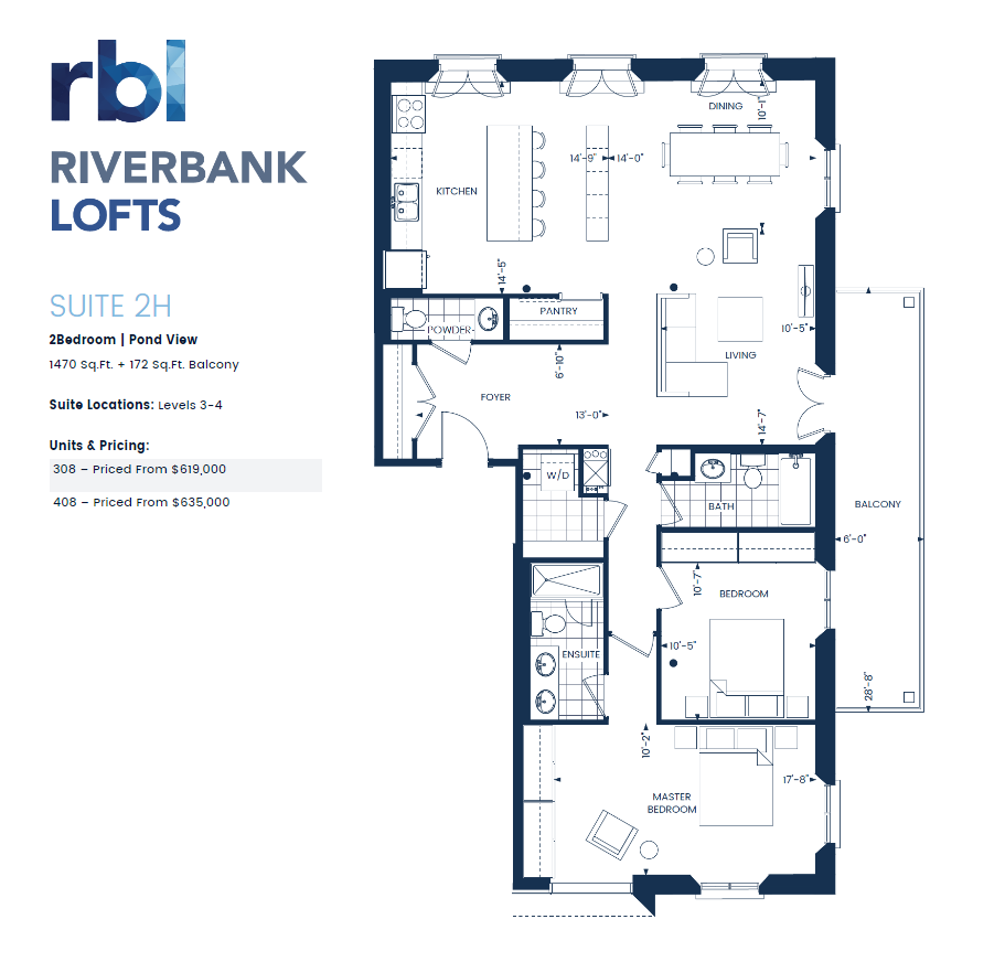 2H floor plan at Riverbank Lofts in Cambridge, ON