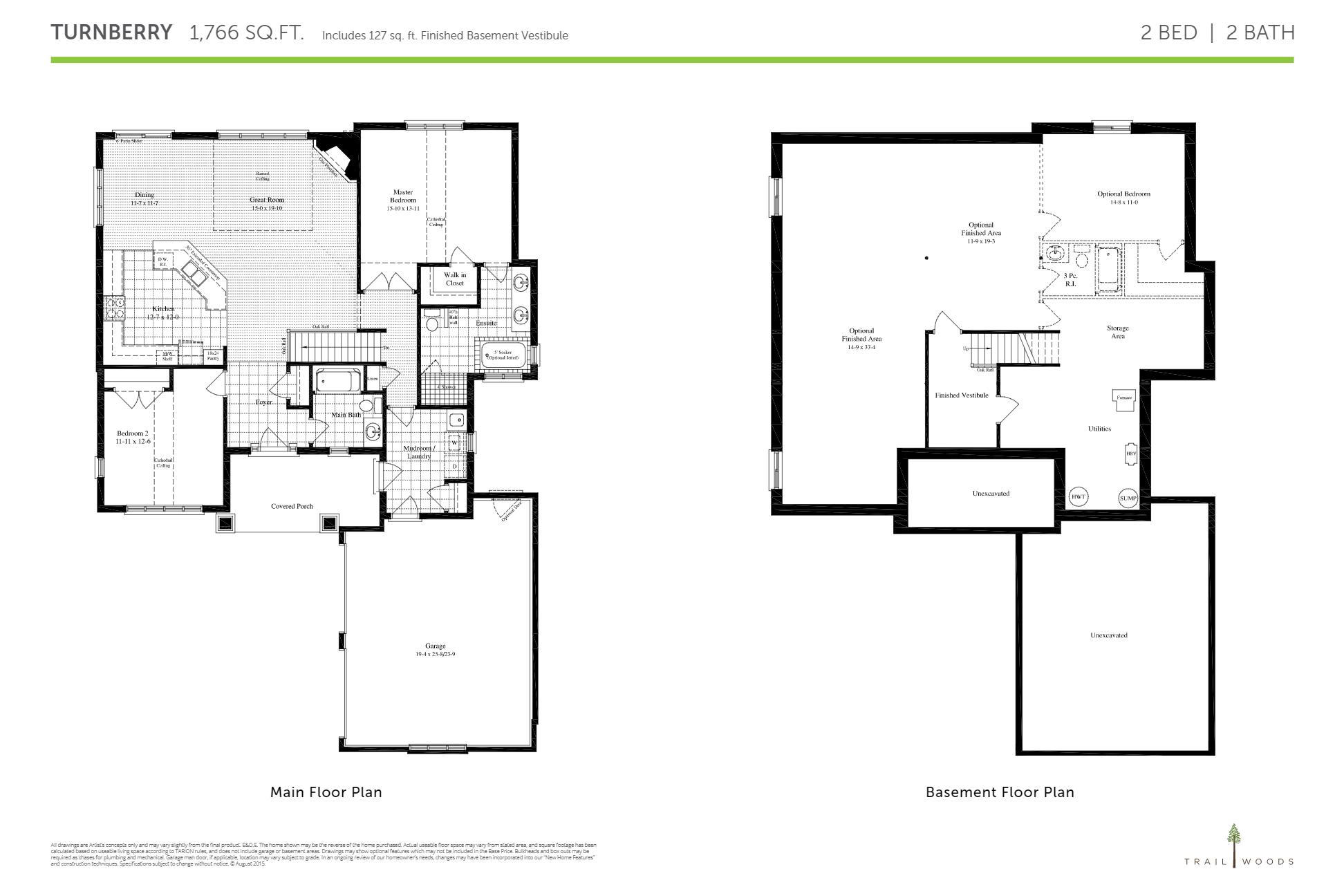 The Turnberry floor plan at Trailwoods in The Blue Mountains, ON