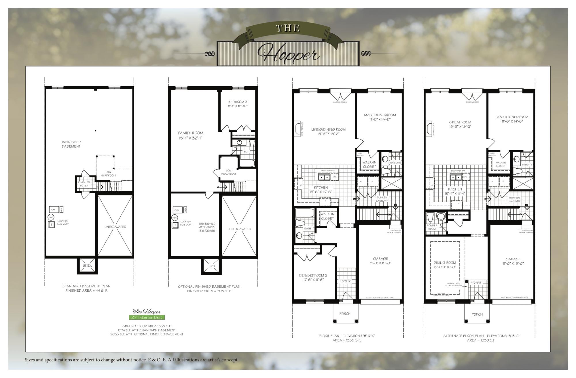Towns of Tooley Mills Hopper Floor Plan, Clarington ON Livabl