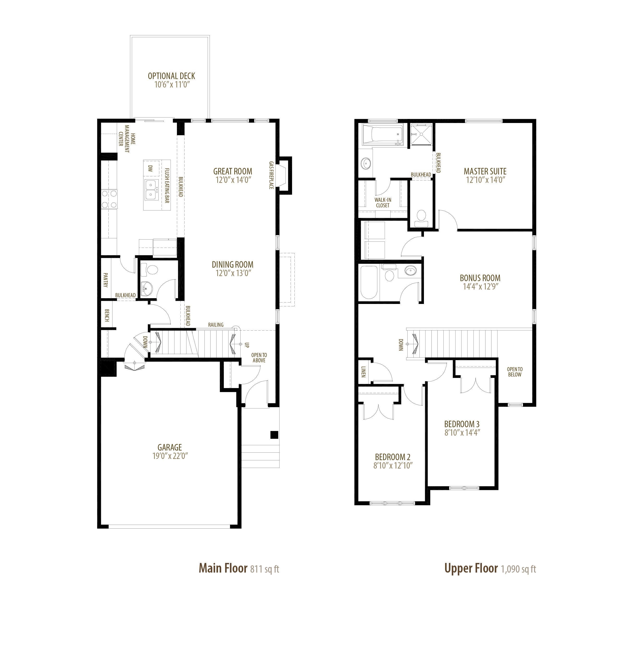 Huntington floor plan at New Brighton in Calgary, AB
