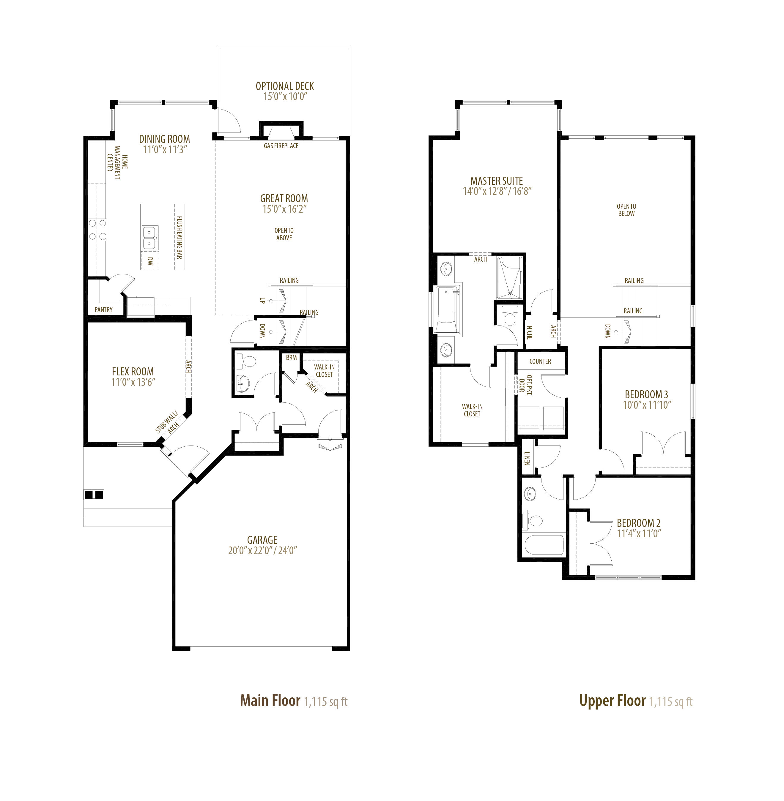 Bradford floor plan at New Brighton in Calgary, AB