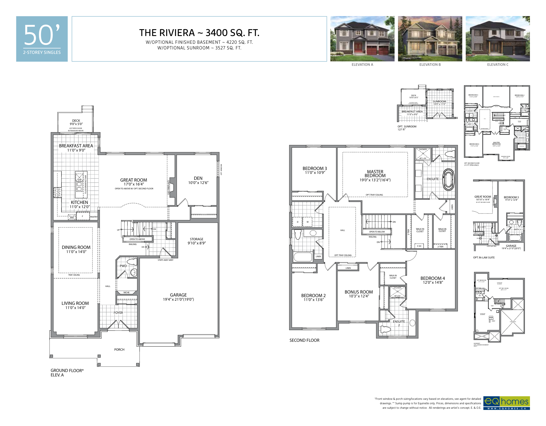 The Riviera floor plan at Fernbank Crossing in Ottawa, ON