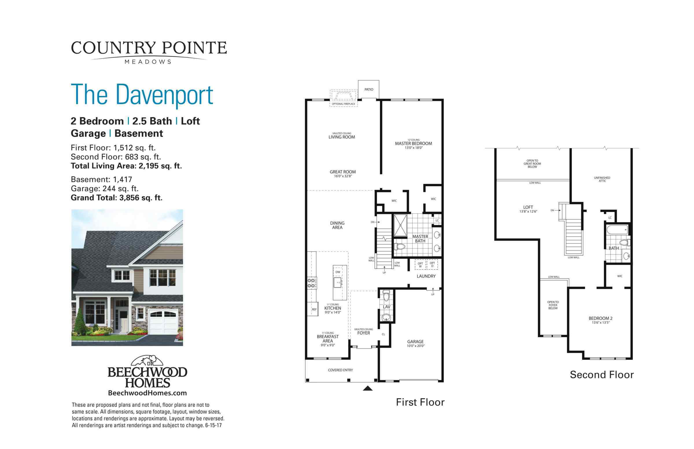 Country Pointe Meadows at Yaphank The Davenport Floor Plan, Yaphank