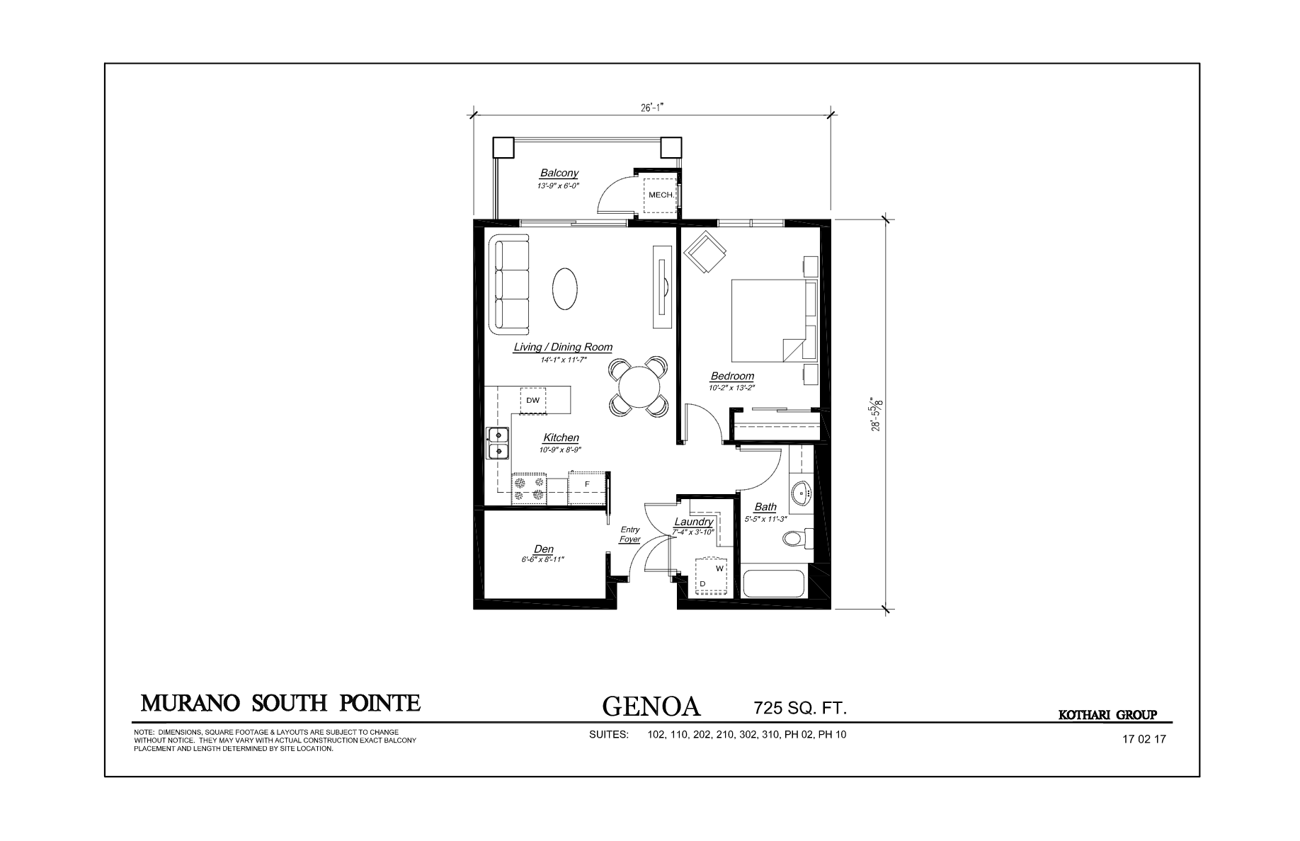 Murano Gardens of South Pointe The Genoa Floor Plans and Pricing