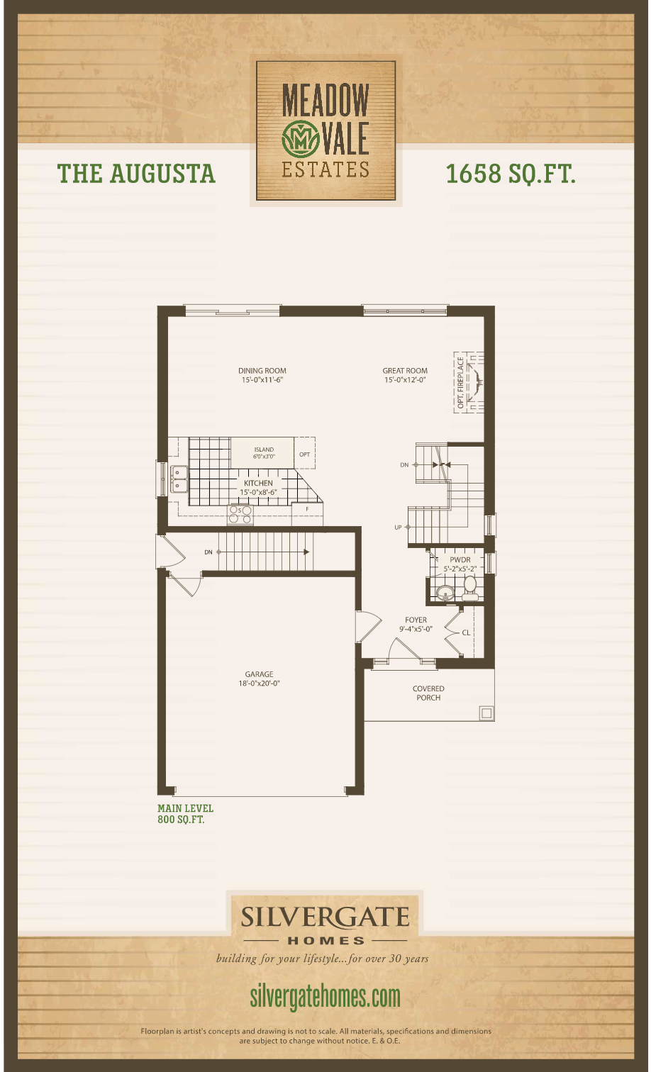 Augusta floor plan at Meadowvale Estates in St. Catharines, ON