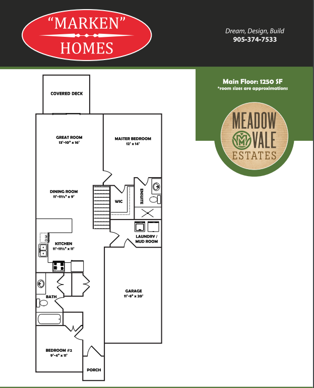 Meadowvale Estates 1250 sq ft Town Floor Plan, St. Catharines ON Livabl
