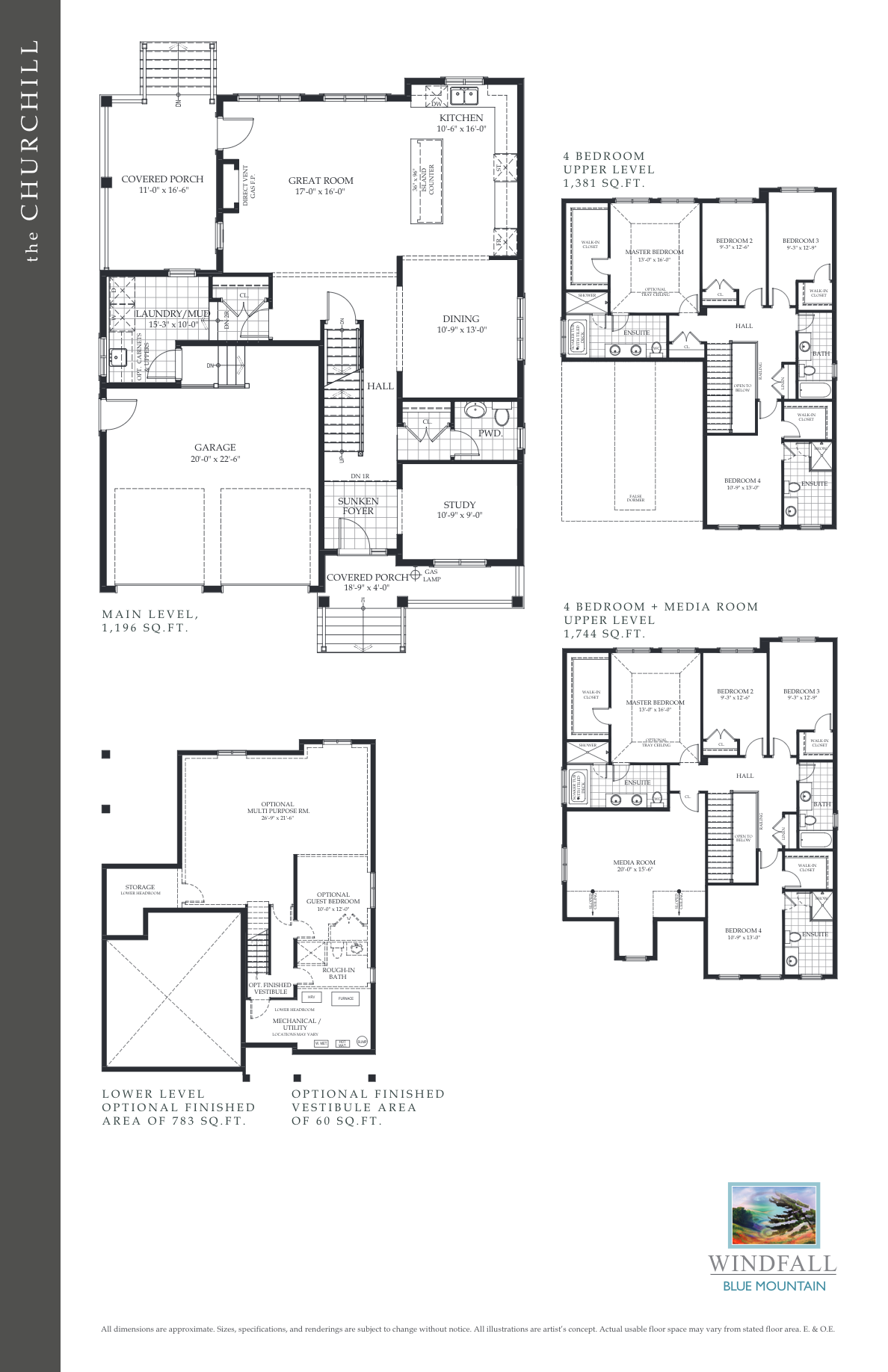 The Churchill floor plan at Windfall in The Blue Mountains, ON