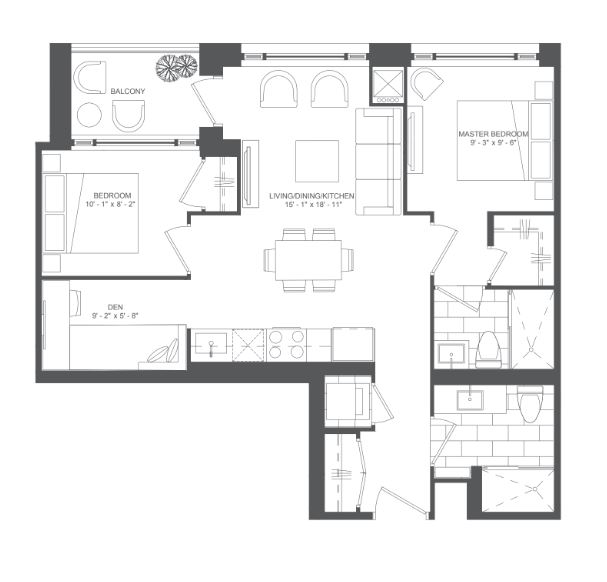 2DM floor plan at 293 The Kingsway Condos in Toronto, ON