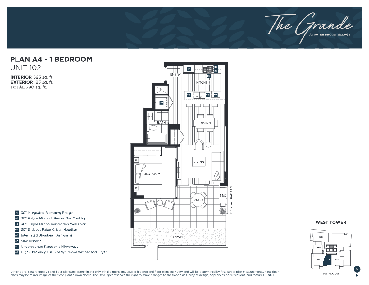 The Grande at Suter Brook Village West Tower A4 Floor Plan, Port