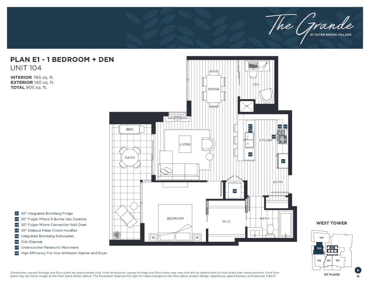 The Grande at Suter Brook Village West Tower E1 Floor Plan, Port