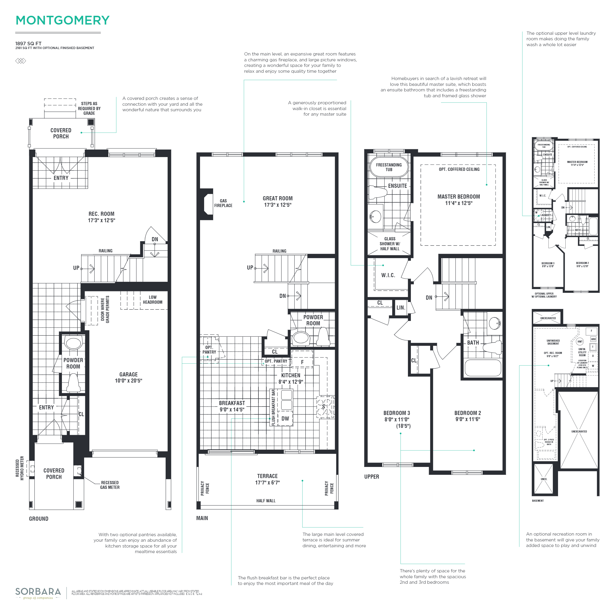 The Townhomes at Brooklin Corners Montgomery Floor Plan, Whitby ON