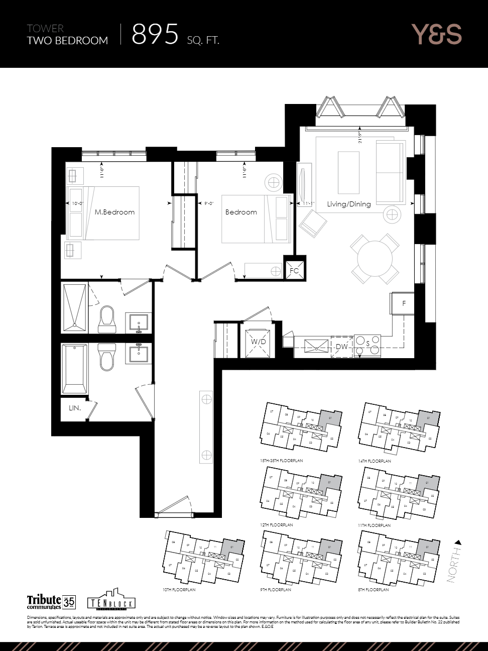 Floor plan of 895 sq. ft.