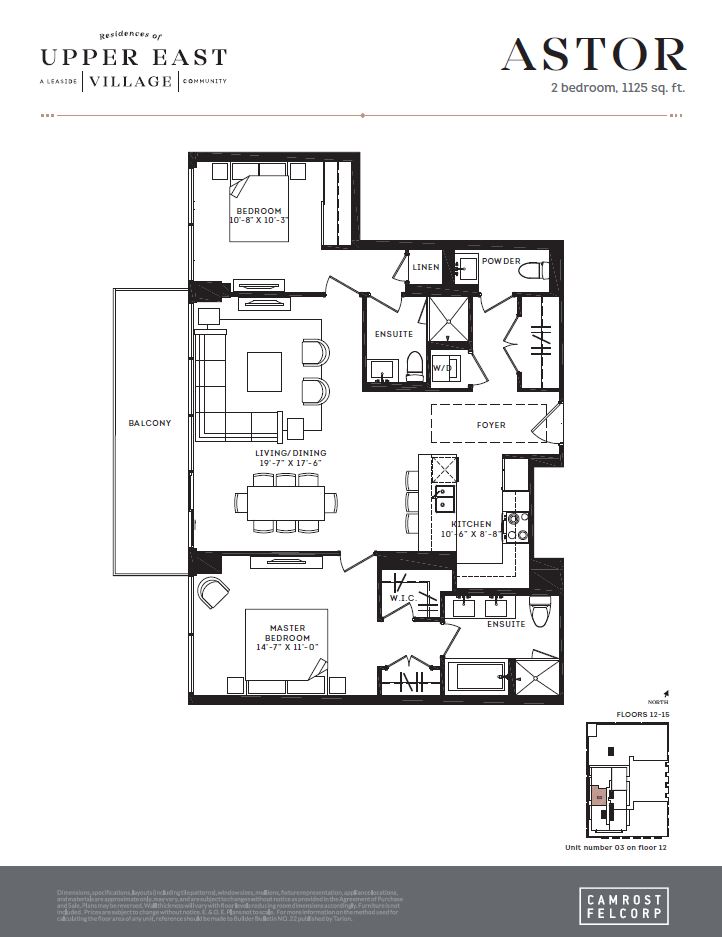 Astor floor plan at BeSpoke Series at Upper East Village in Toronto, ON