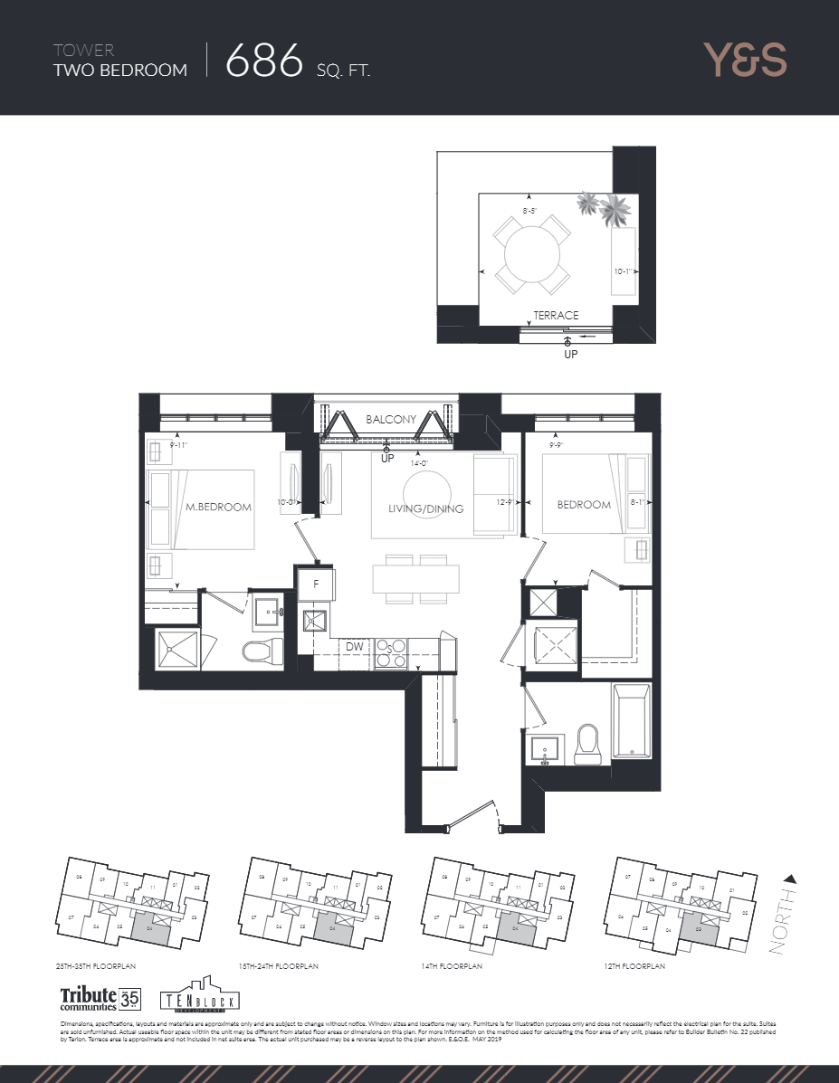 Floor plan of 686 sq. ft.