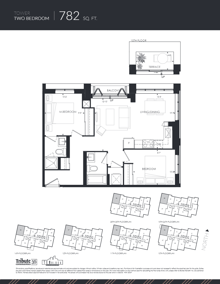 Floor plan of 782 sq. ft.