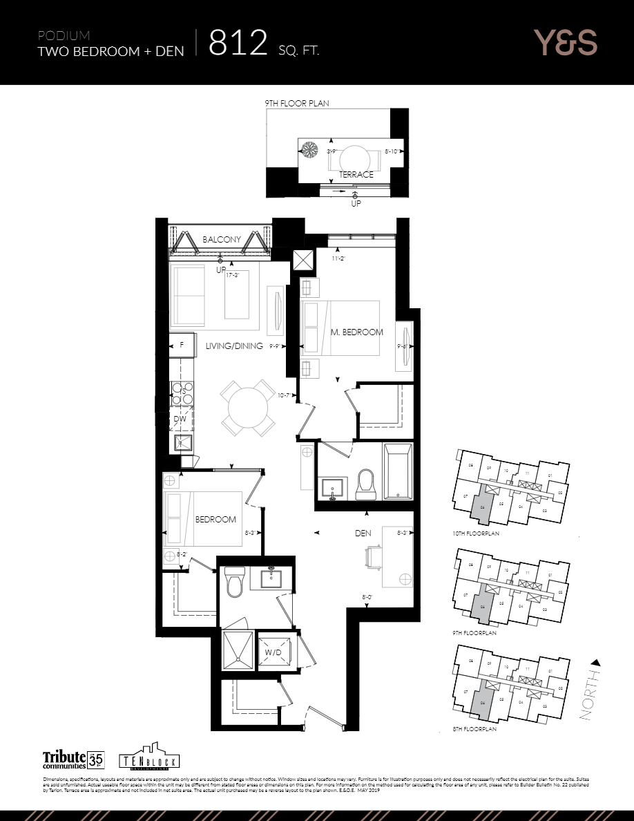 Floor plan of 812 sq. ft.