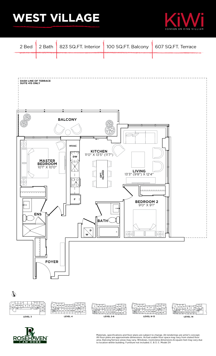 West Village floor plan at KiWi Condos in Hamilton, ON
